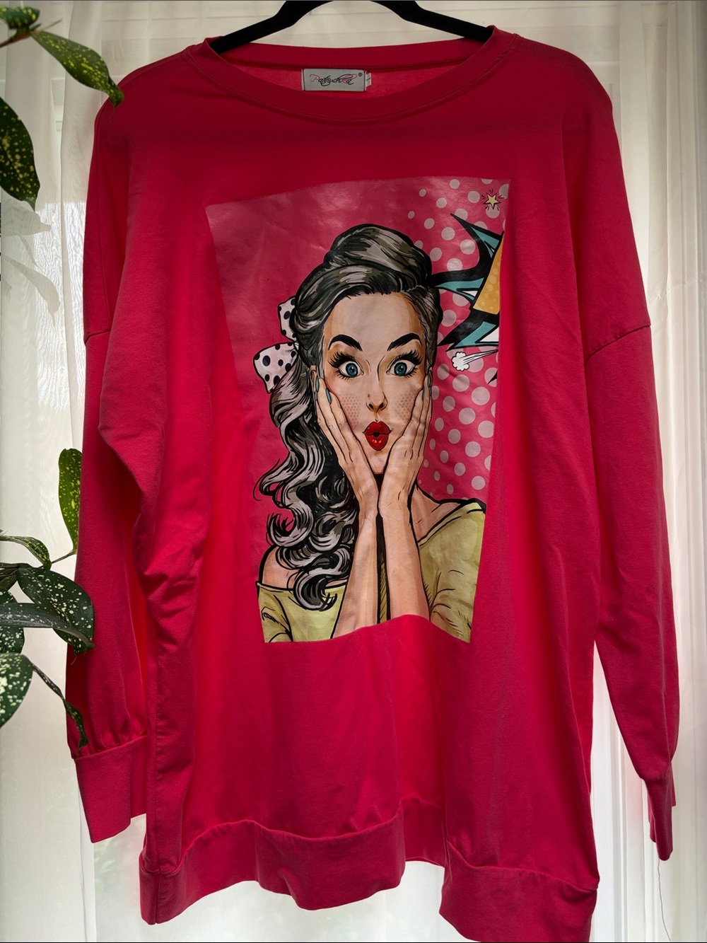 Unbranded Women's Long Sleeve Pop Art Sweatshirt in Bright Red